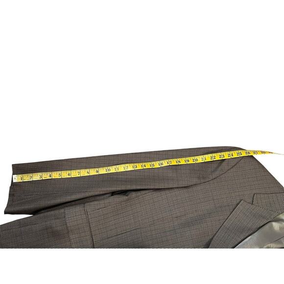 Austin Reed 44S Brown Houndstooth Wool Blazer | 3-Button Sport Coat - Picture 7 of 9